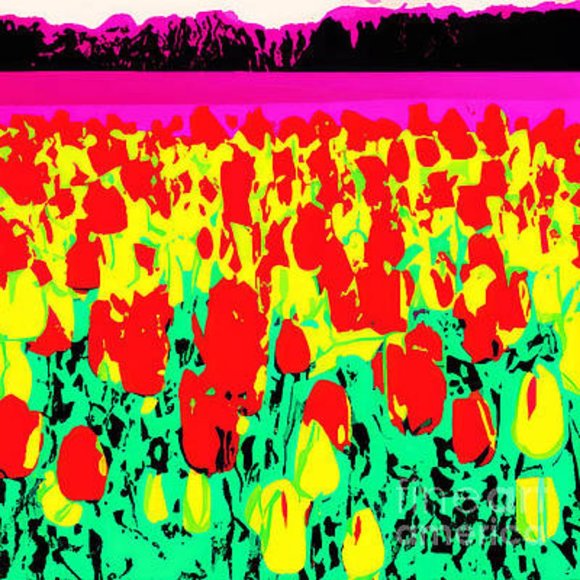 Techno tulip field photo print 11x11 - Picture 1 of 1